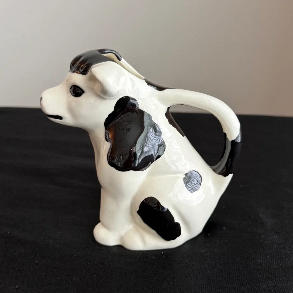 Vintage‎ Ceramic Cow Creamer Black White Farmhouse Milk Pitcher